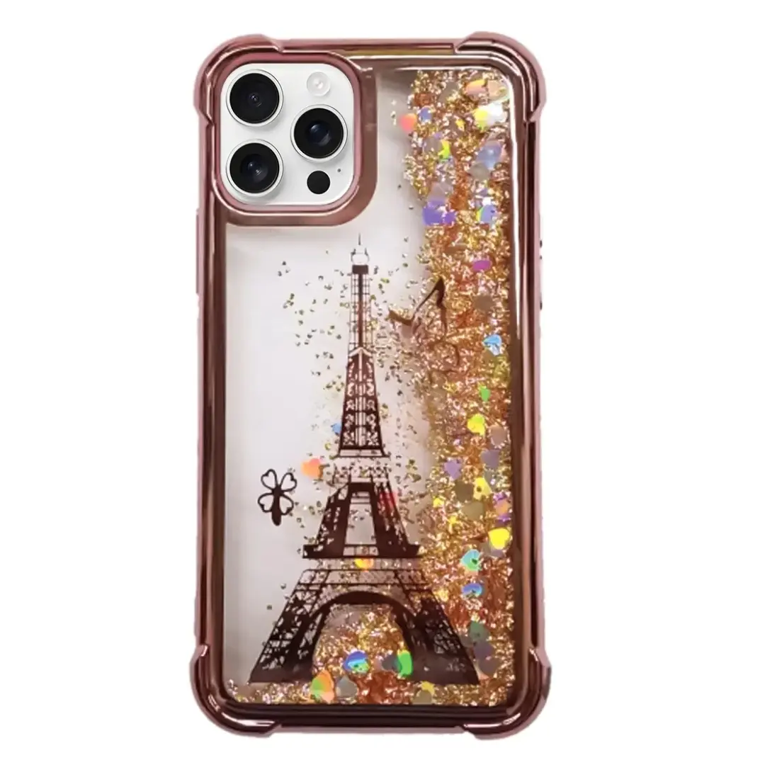 iPhone 11 Pro Max Waterfall Protective Case Rose Gold Eiffel Tower